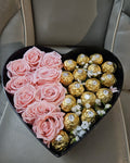 Medium Box of preserved roses & chocolate