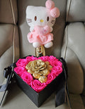 Medium Box of preserved, chocolates roses & plushie