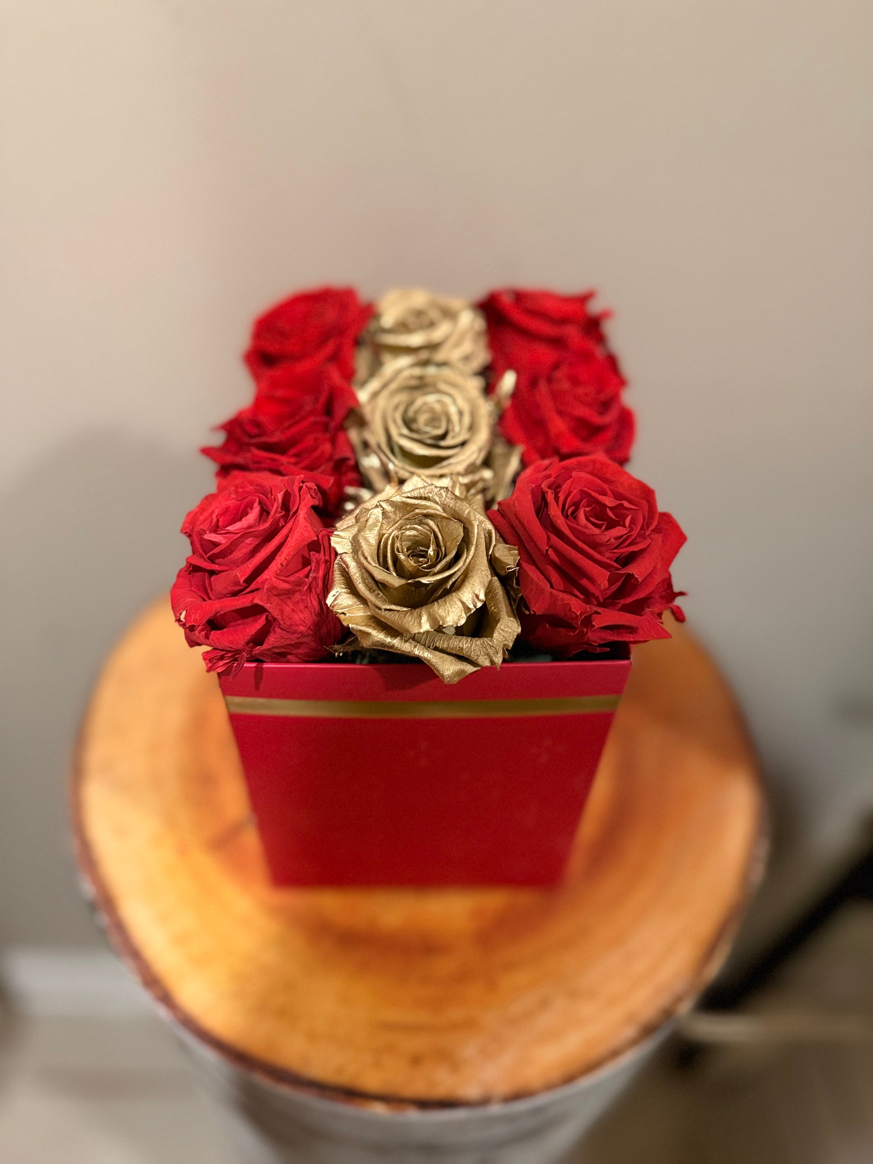 LV bag of preserved roses